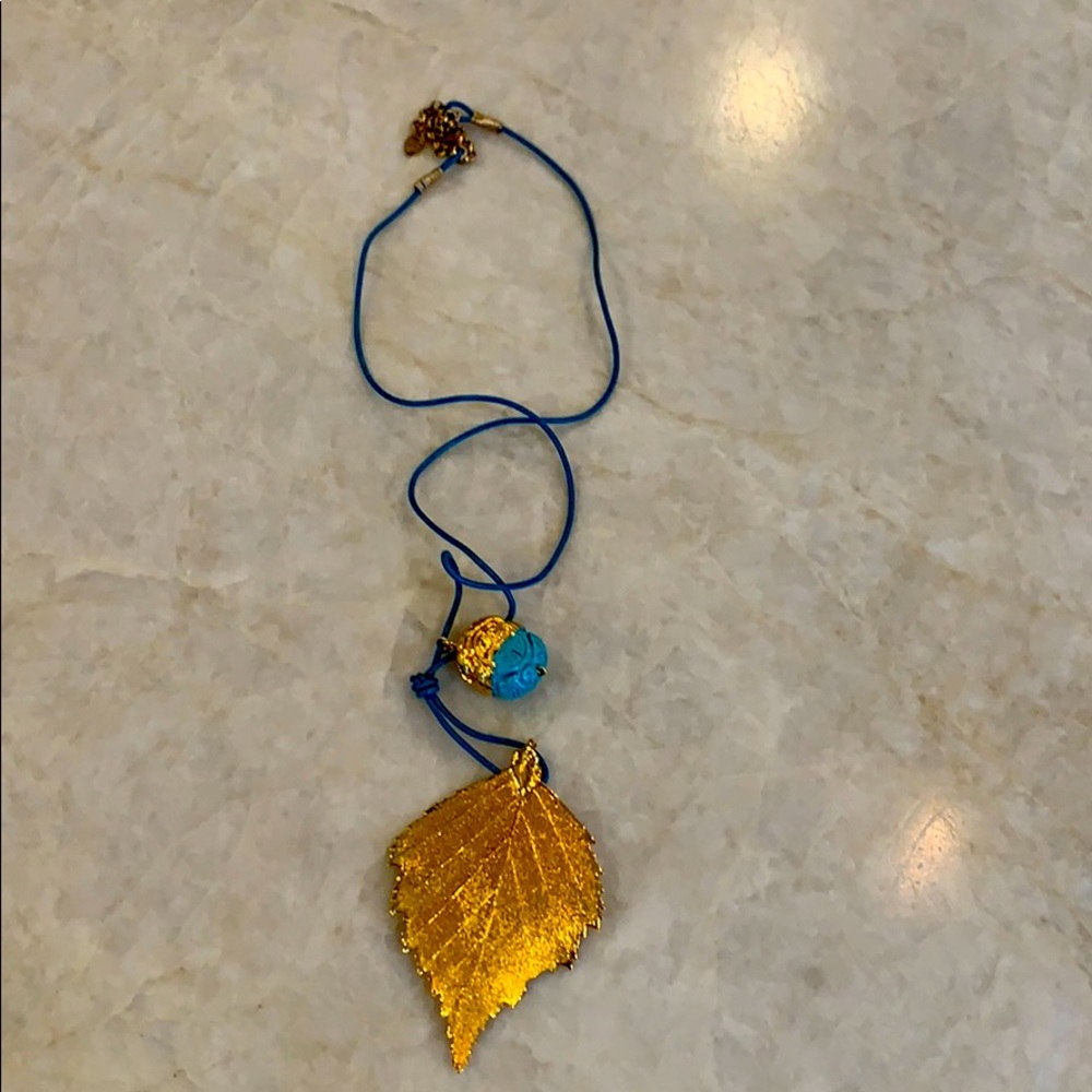 Gold Dipped Leaf Necklace - image 1